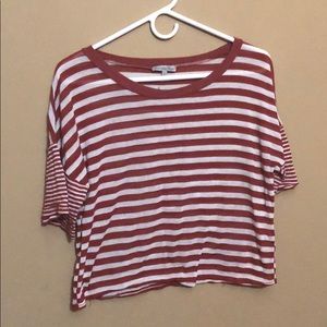 Charlotte Russe Red And White Stripe Crop Top